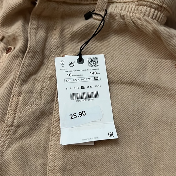 Zara Girls Paperbag short tan khaki size 10 NWT - Picture 4 of 4